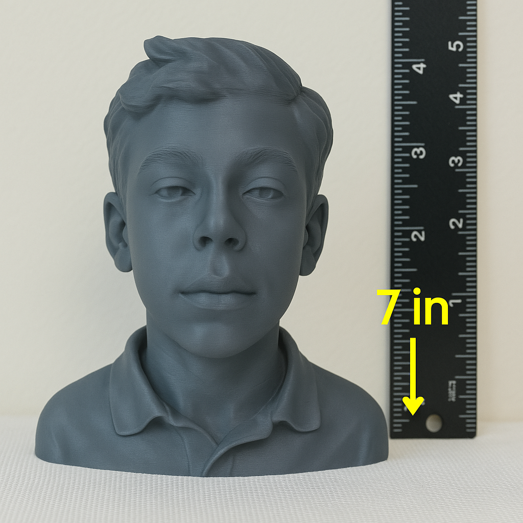 Custom 3D Printed Bust from Photo Personalized Statue Unique Gift or Memorial Keepsake