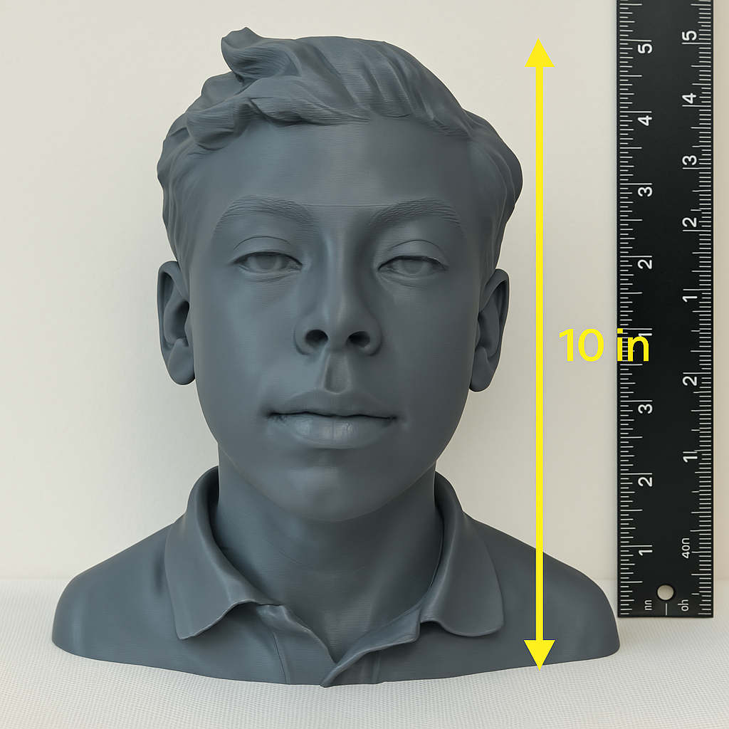 Custom 3D Printed Bust from Photo Personalized Statue Unique Gift or Memorial Keepsake