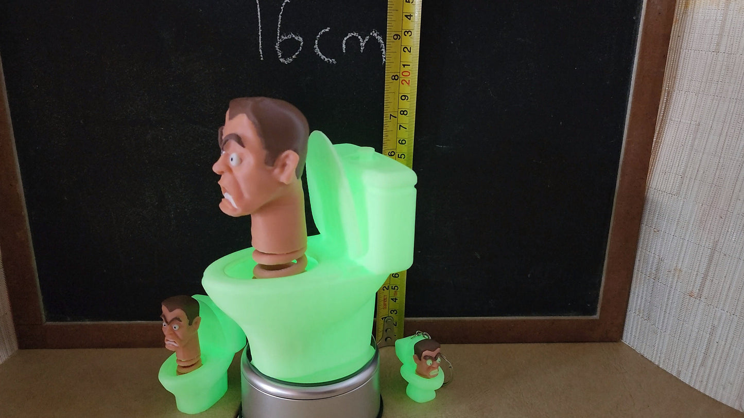 Largest G-Man at 16cm! Skibidi Toilet Glow in the Dark Toilet with removable bobble-head skibity skibiti skibidi 16cm!