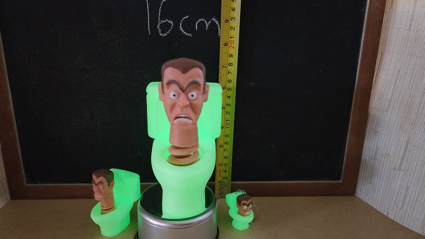 Largest G-Man at 16cm! Skibidi Toilet Glow in the Dark Toilet with removable bobble-head skibity skibiti skibidi 16cm!