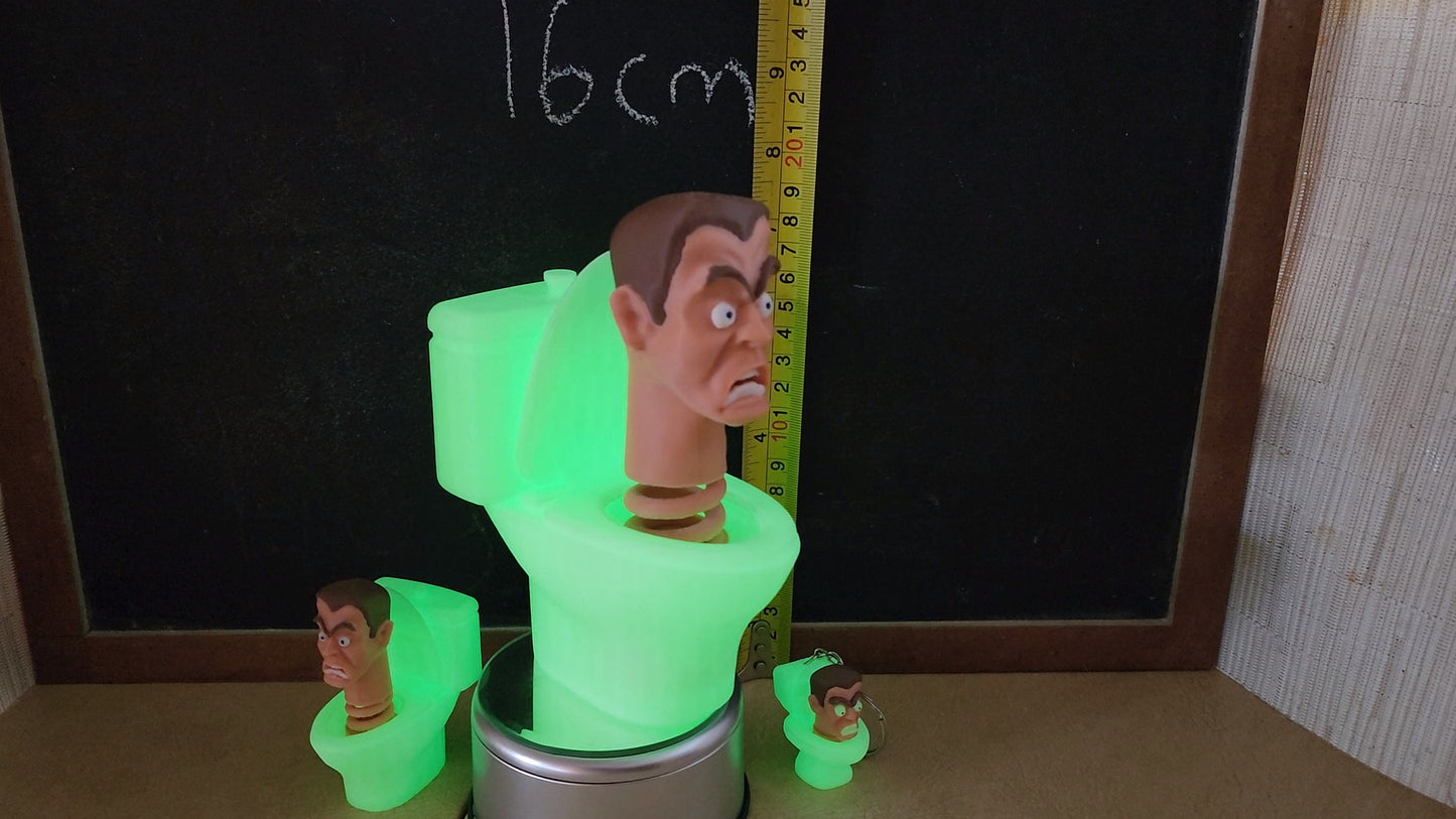 Largest G-Man at 16cm! Skibidi Toilet Glow in the Dark Toilet with removable bobble-head skibity skibiti skibidi 16cm!