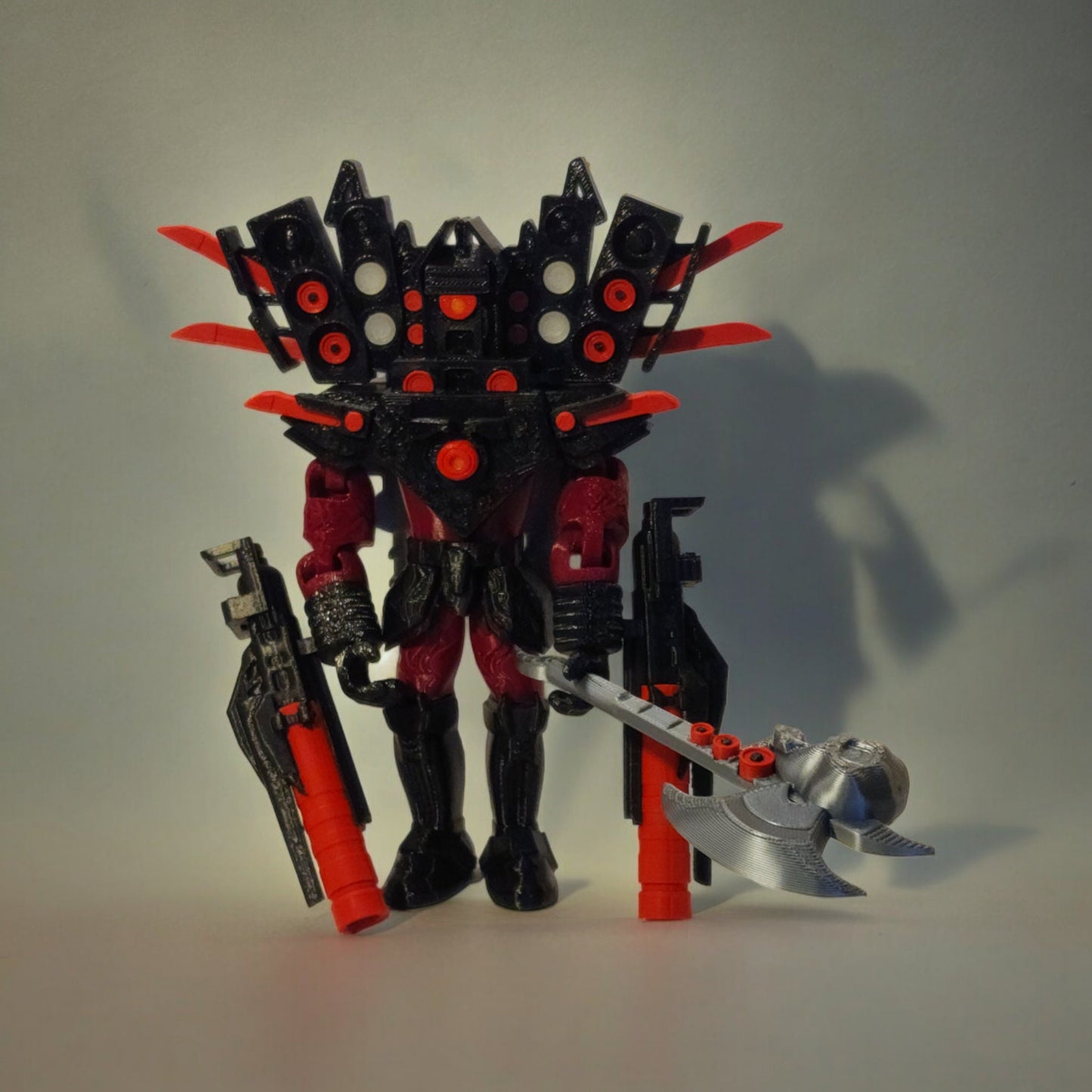 Skibidi Toilet Mega Titan Speakerman Guitar Axe, Blades, Dual Bazookas and JetPack 18cm or 7in (Posable).