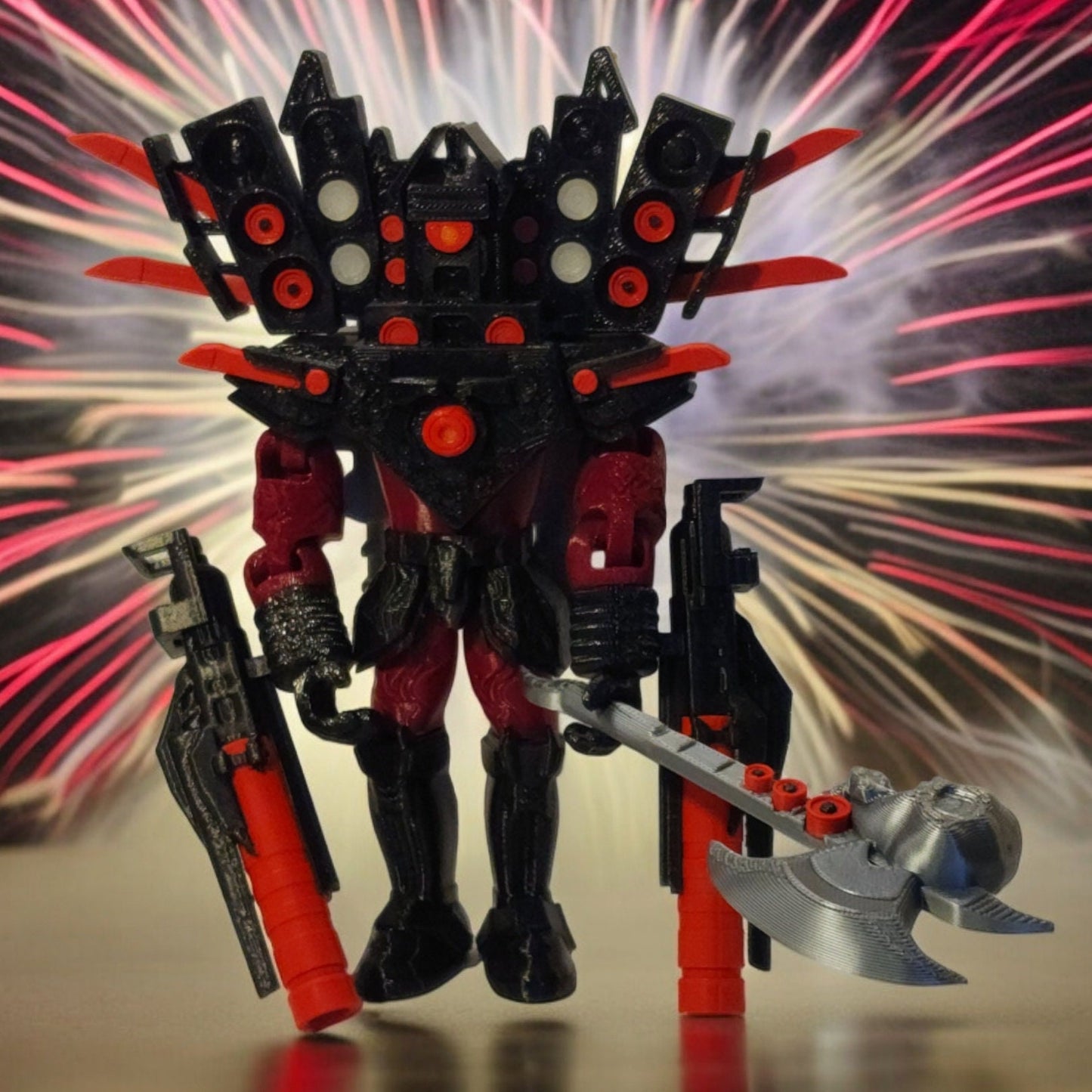 Skibidi Toilet Mega Titan Speakerman Guitar Axe, Blades, Dual Bazookas and JetPack 18cm or 7in (Posable).