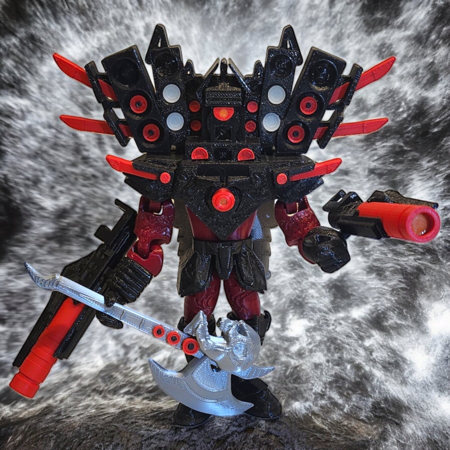 Skibidi Toilet Mega Titan Speakerman Guitar Axe, Blades, Dual Bazookas and JetPack 18cm or 7in (Posable).