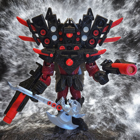 Skibidi Toilet Mega Titan Speakerman Guitar Axe, Blades, Dual Bazookas and JetPack 18cm or 7in (Posable).